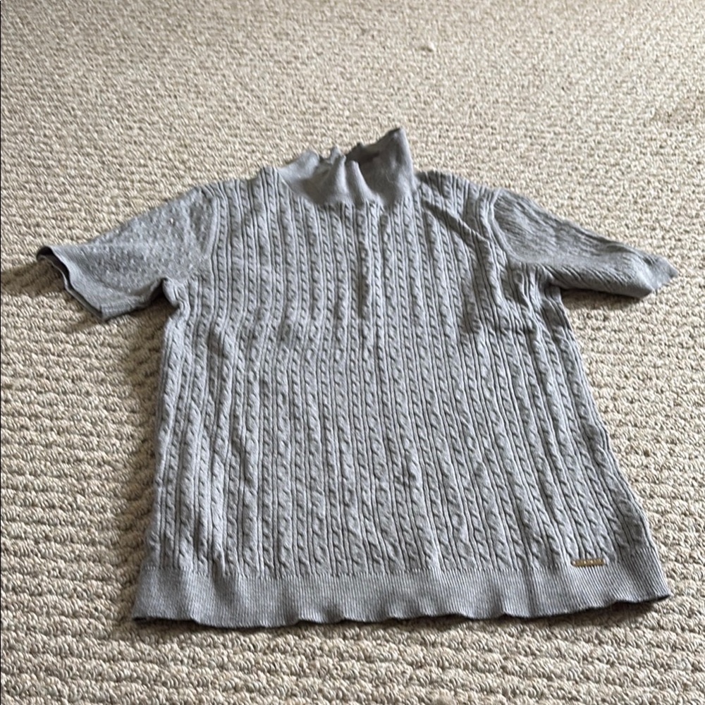 Tahari Gray Turtleneck Sweater Textured Knit